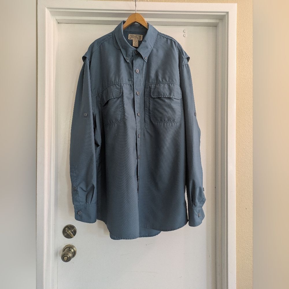 Duluth Trading Co Action Long Sleeve Shirt Blue Outdoors Mesh-lined Sun Protect